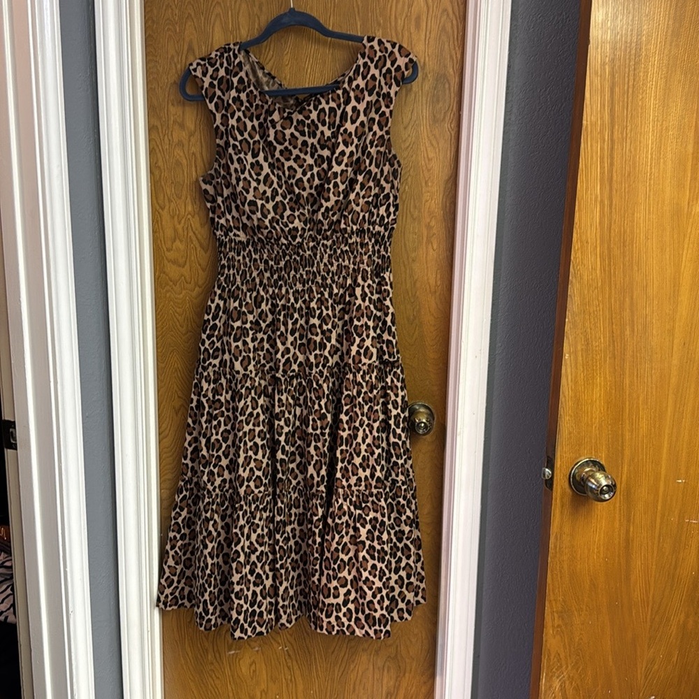 kate spade Brown and Black Leopard Print Midi Dress